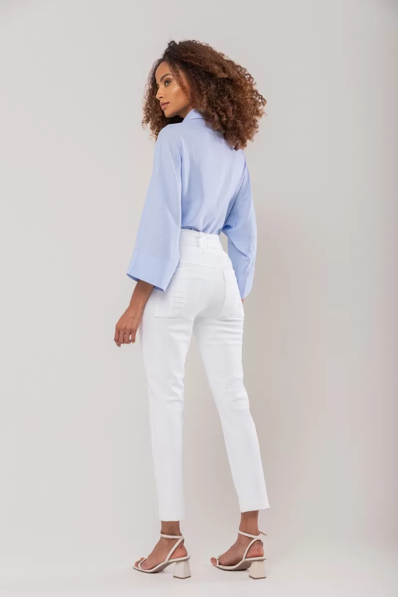 Hidrogênio - ROBERTA OFF WHITE RIBBED FISHERMAN PANTS WITH BELT - 20174018 Hidrogênio - ROBERTA OFF WHITE RIBBED FISHERMAN PANTS WITH BELT - 20174018