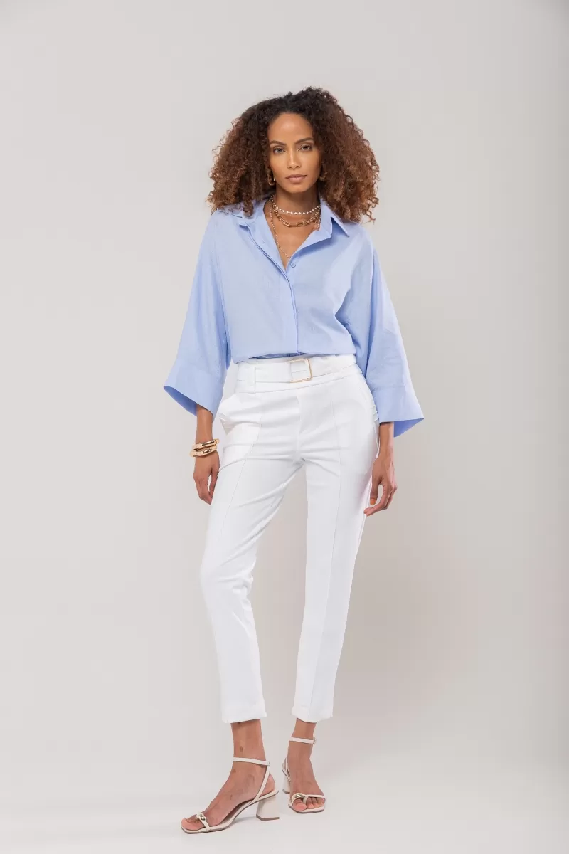 Hidrogênio - ROBERTA OFF WHITE RIBBED FISHERMAN PANTS WITH BELT - 20174018 Hidrogênio - ROBERTA OFF WHITE RIBBED FISHERMAN PANTS WITH BELT - 20174018