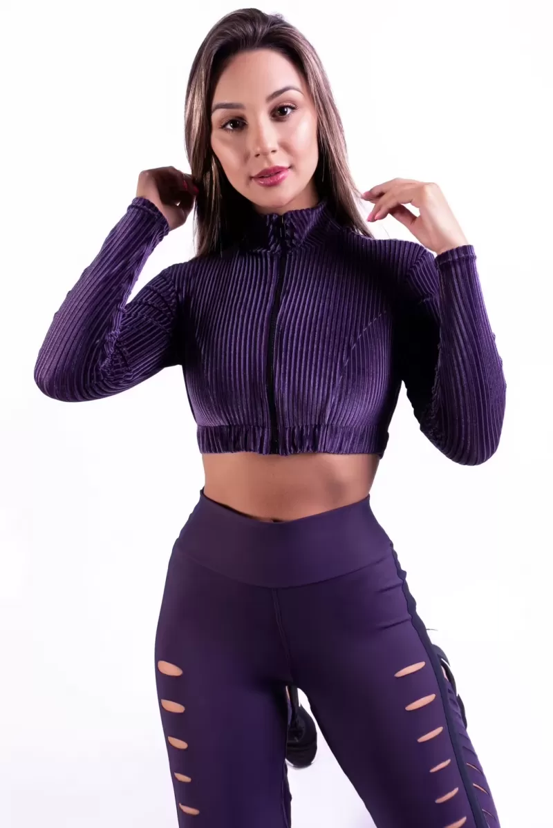 Lets Gym - Shirt Cropped Style Trend Beringela - C1152BBJ