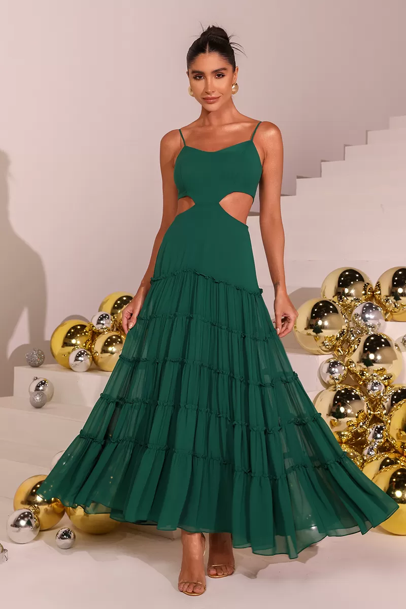 Dot Clothing - Dress Dot Clothing Jessica Green Openwork Detail - 2575VERDE
