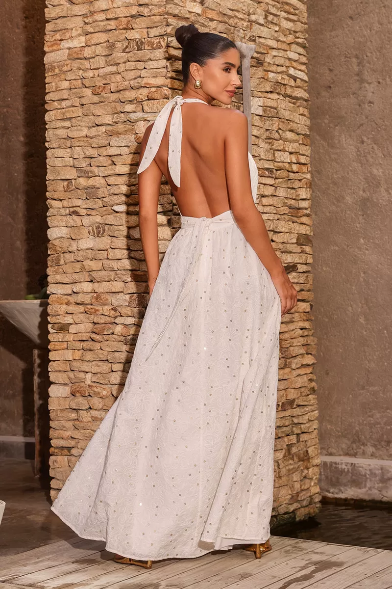 Dot Clothing - Dot Clothing Long Dress Sun Front One-Shoulder Off White - 2570OFF Dot Clothing - Dot Clothing Long Dress Sun Front One-Shoulder Off White - 2570OFF
