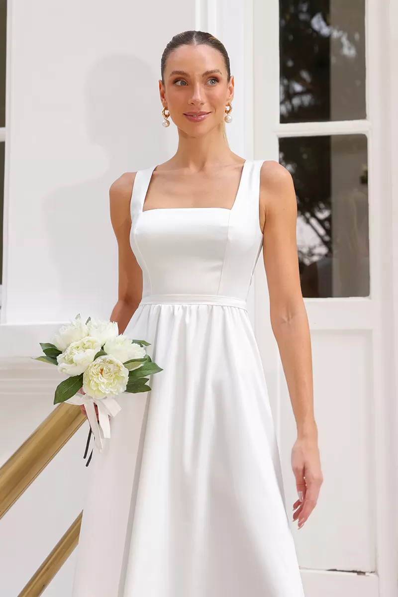 Dot Clothing - Midi Dress Dot Clothing Renata Satin Off White - 2493OFF Dot Clothing - Midi Dress Dot Clothing Renata Satin Off White - 2493OFF