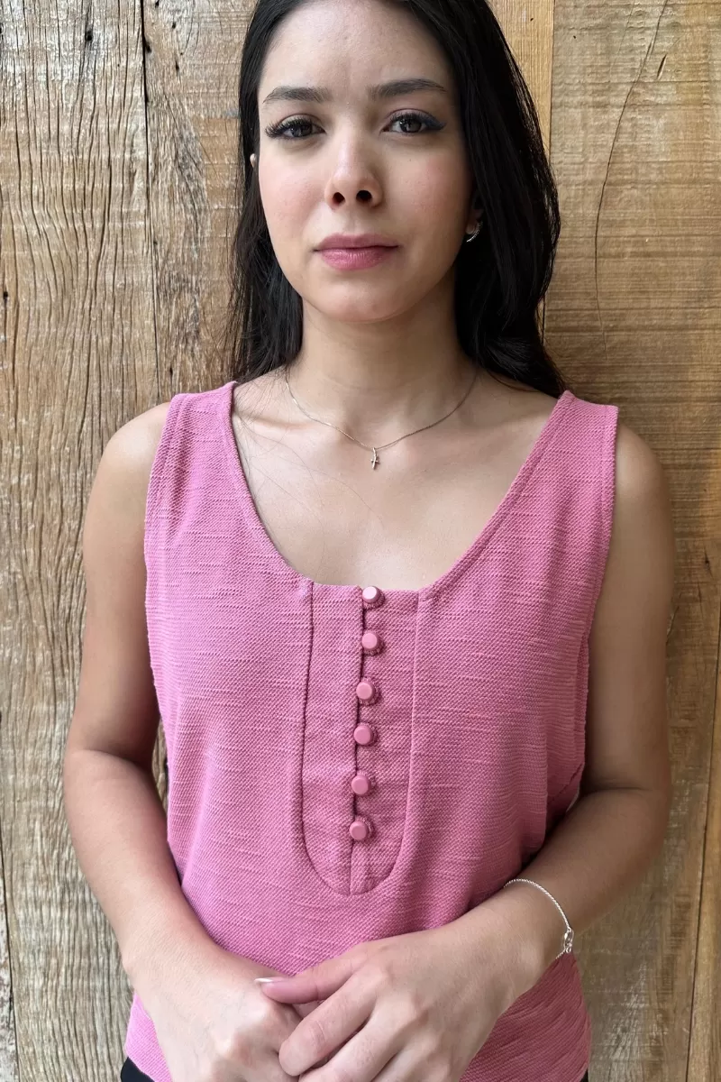 Hidrogênio - SWEATSHIRT TANK TOP WITH BUTTONS ON SPANISH NECKLINE - 18875401 Hidrogênio - SWEATSHIRT TANK TOP WITH BUTTONS ON SPANISH NECKLINE - 18875401