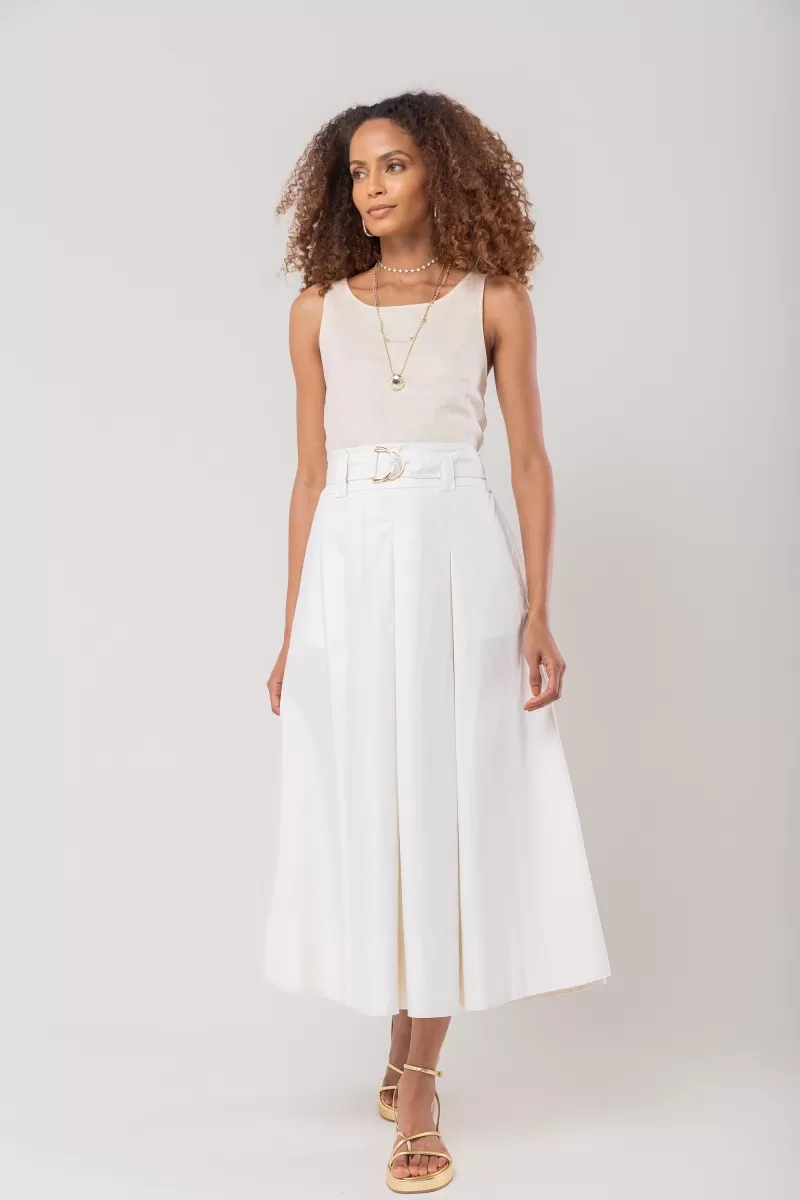 Hidrogênio - MIDI SKIRT WITH BELT AND PLEATS IN RAW TRICOLINE - 20156012 Hidrogênio - MIDI SKIRT WITH BELT AND PLEATS IN RAW TRICOLINE - 20156012