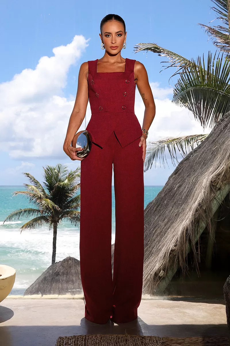 Dot Clothing - Jumpsuit Dot Clothing Clarissa Peplum Marsala - 2033BORDO Dot Clothing - Jumpsuit Dot Clothing Clarissa Peplum Marsala - 2033BORDO
