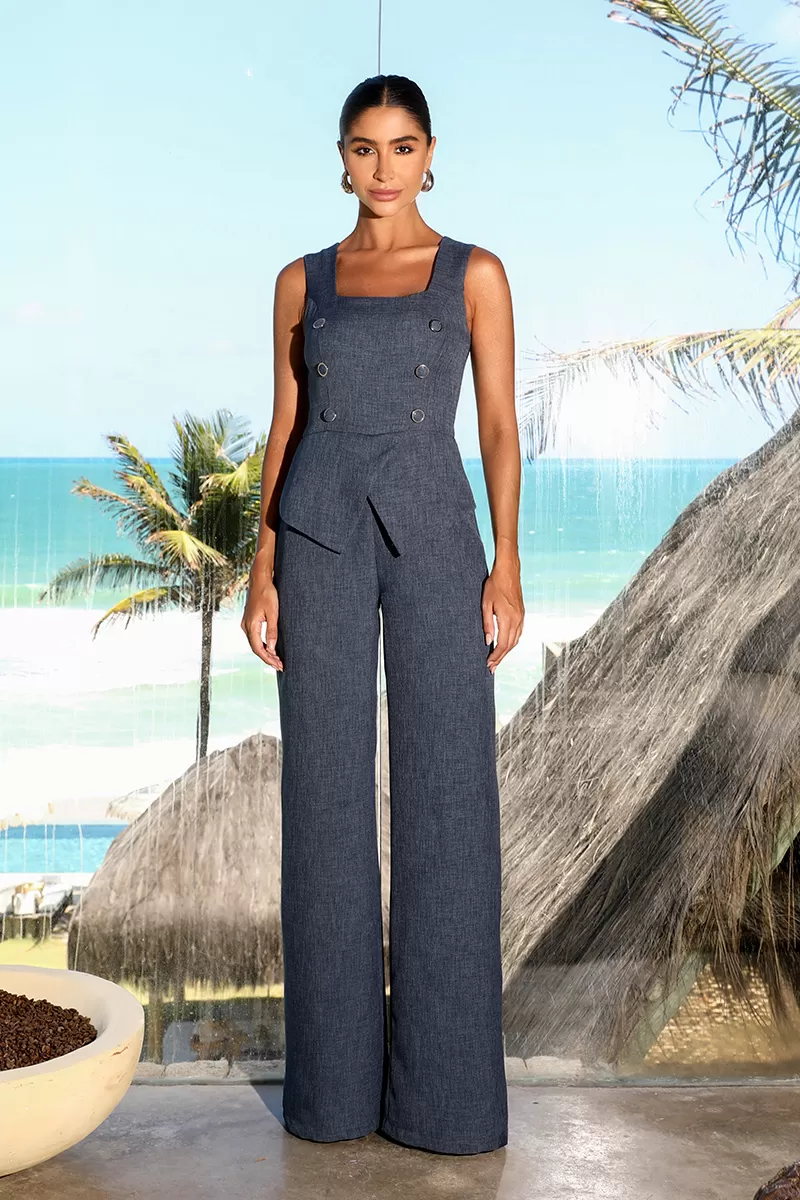 Dot Clothing - Jumpsuit Dot Clothing Clarissa Peplum Azul - 2033AZUL Dot Clothing - Jumpsuit Dot Clothing Clarissa Peplum Azul - 2033AZUL