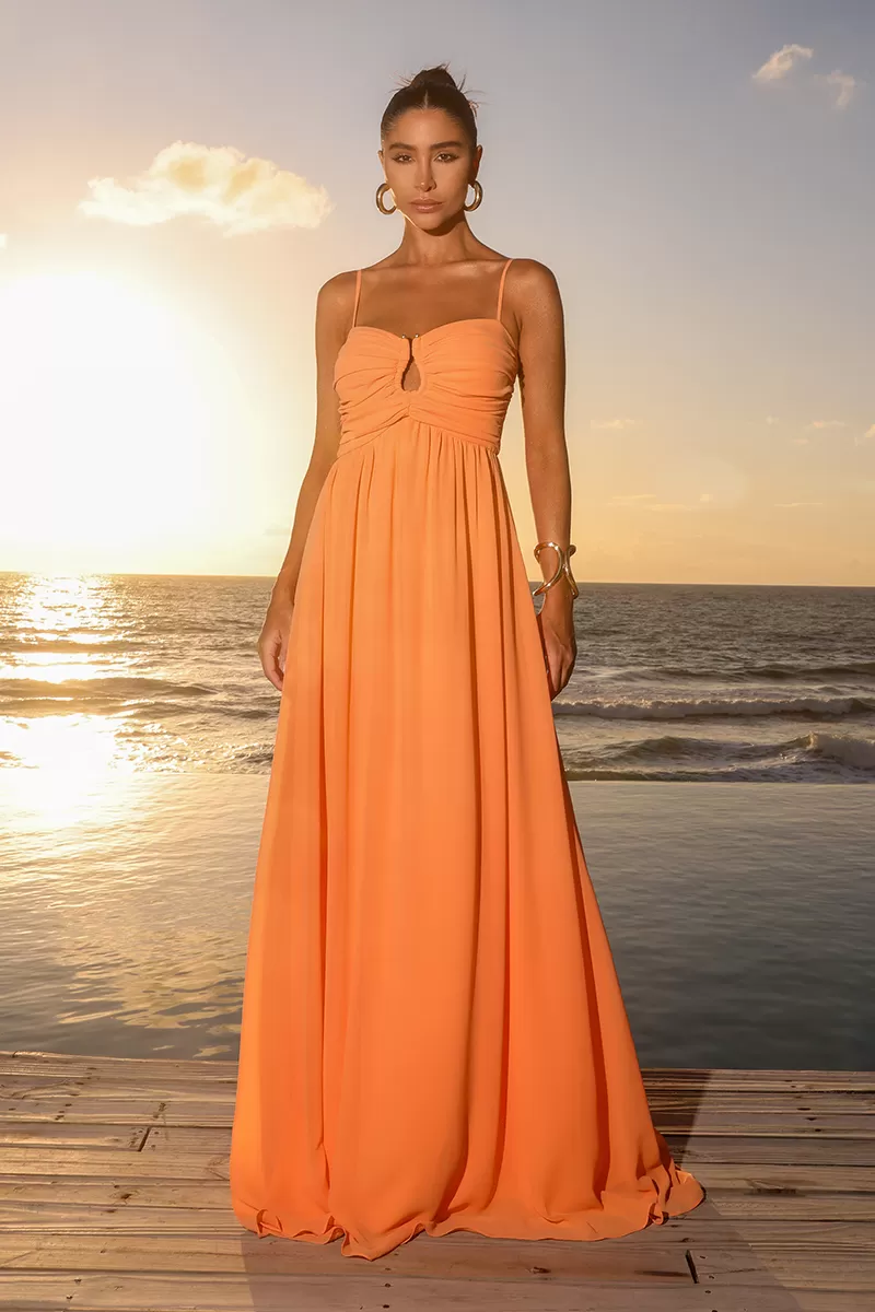Dot Clothing - Dress Dot Clothing Long Bethania Hoop Drop Orange - 2586LARANJA Dot Clothing - Dress Dot Clothing Long Bethania Hoop Drop Orange - 2586LARANJA