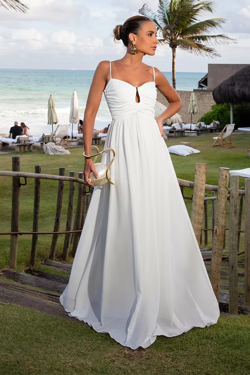 Dot Clothing - Dress Dot Clothing Longo Bethania Argola Gota Off White - 2586OFF Dot Clothing - Dress Dot Clothing Longo Bethania Argola Gota Off White - 2586OFF