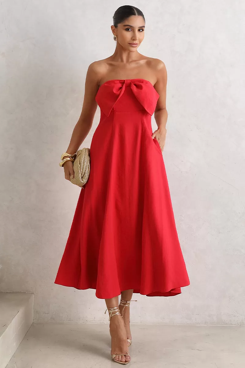 Miss Misses - Vania TQC Dress With Bow And Red Zipper - 54469024 Miss Misses - Vania TQC Dress With Bow And Red Zipper - 54469024