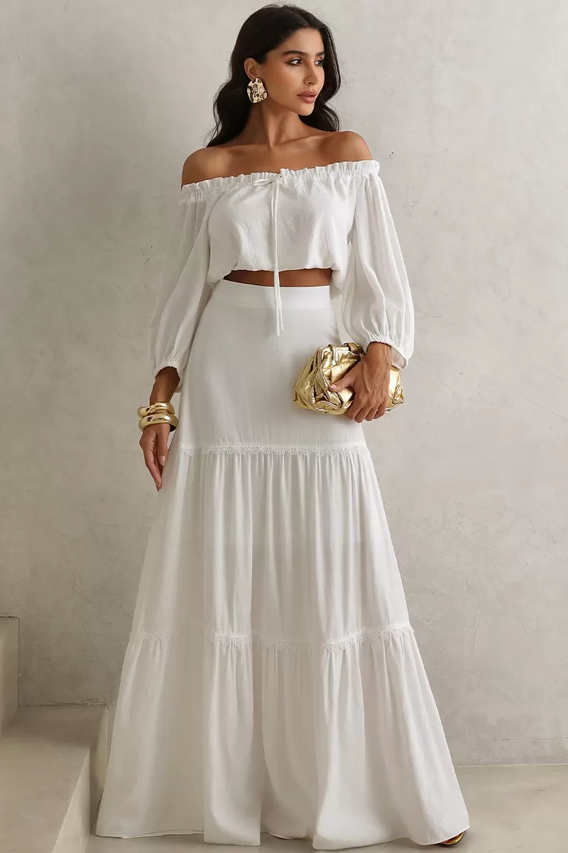 Miss Misses - Jane Off-the-Shoulder Long Sleeve Off-White Shirt - 54471030 Miss Misses - Jane Off-the-Shoulder Long Sleeve Off-White Shirt - 54471030