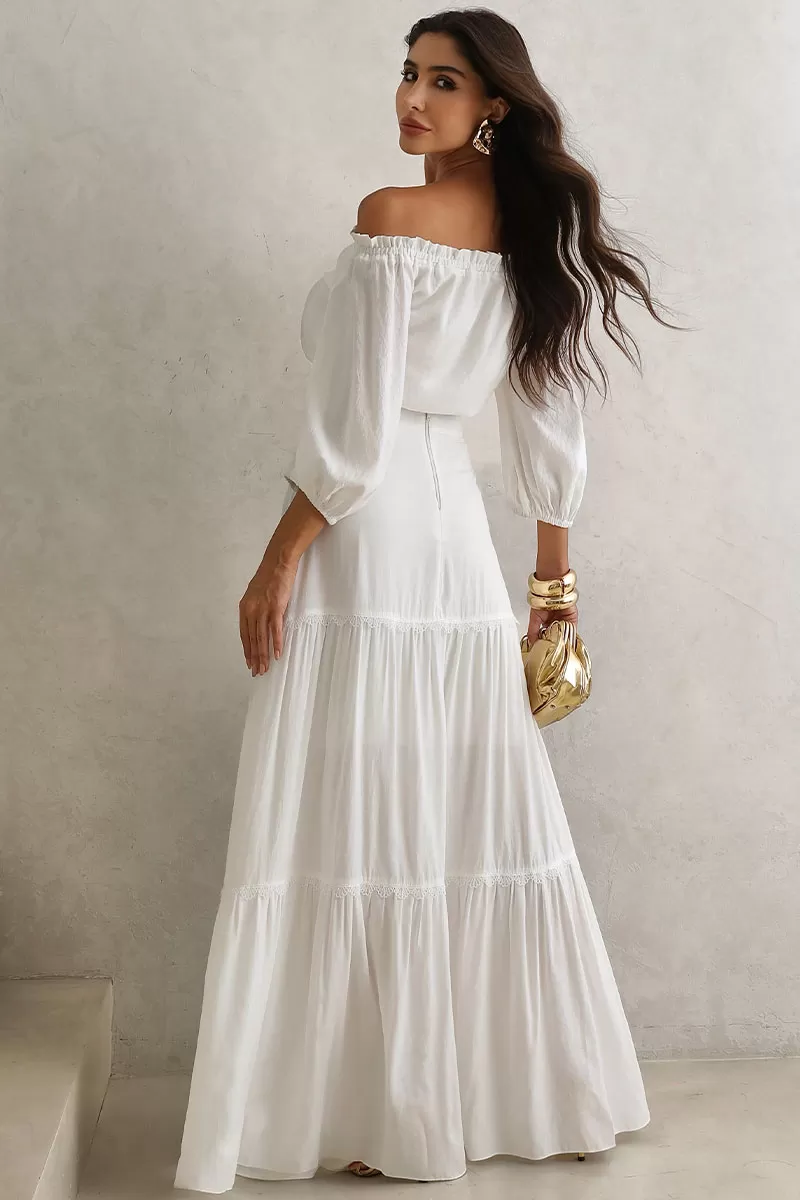 Miss Misses - Jane Off-the-Shoulder Long Sleeve Off-White Shirt - 54471030 Miss Misses - Jane Off-the-Shoulder Long Sleeve Off-White Shirt - 54471030