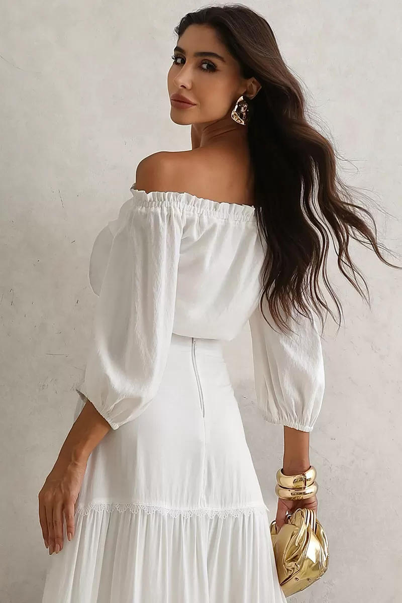 Miss Misses - Jane Off-the-Shoulder Long Sleeve Off-White Shirt - 54471030 Miss Misses - Jane Off-the-Shoulder Long Sleeve Off-White Shirt - 54471030