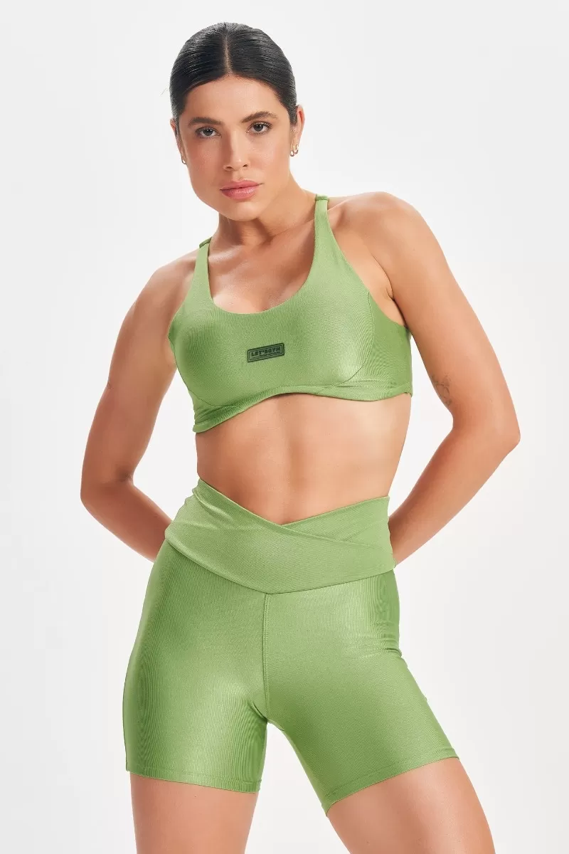 Lets Gym - Retro Glam Olive Green Top - 2712VDO