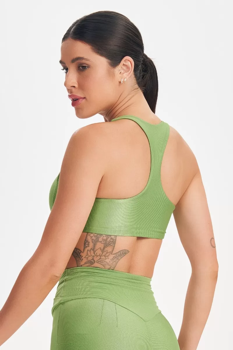 Lets Gym - Retro Glam Olive Green Top - 2712VDO