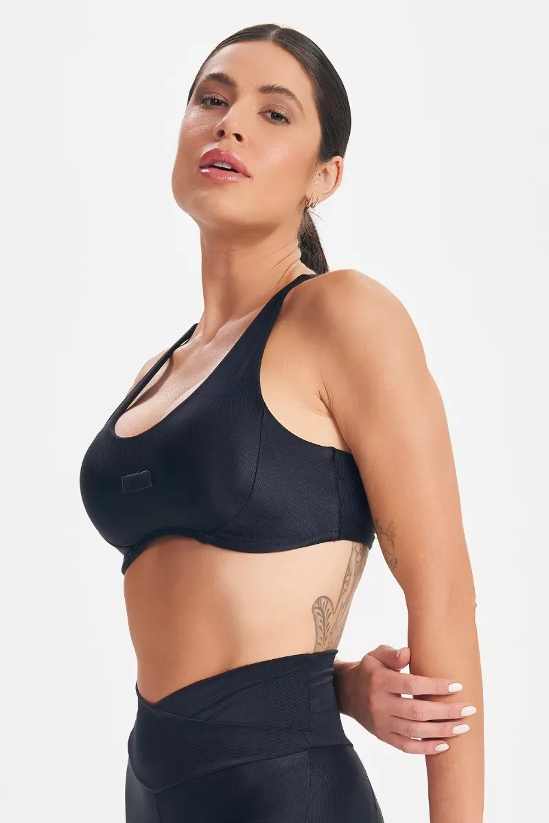 Lets Gym - Black Retro Glam Top - 2712PT Lets Gym - Black Retro Glam Top - 2712PT