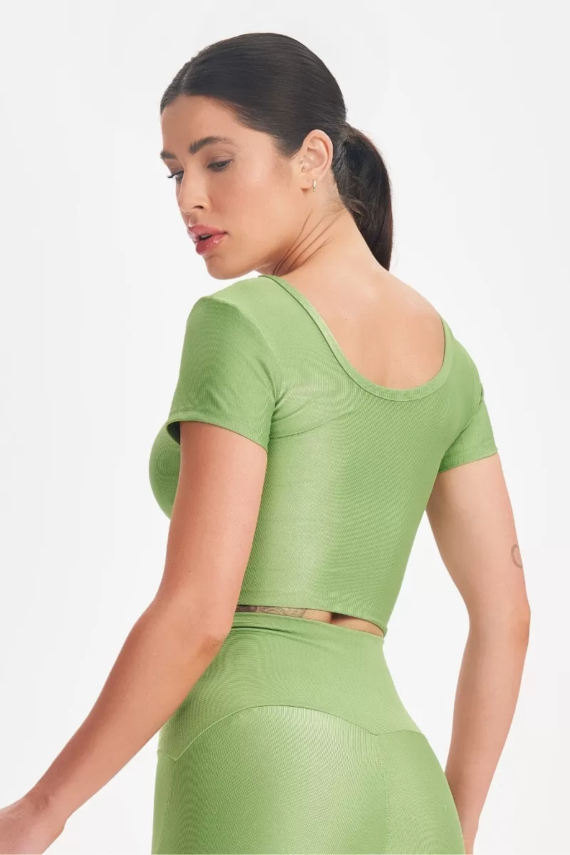 Lets Gym - Cropped Retro Glam Olive Green - 2715VDO