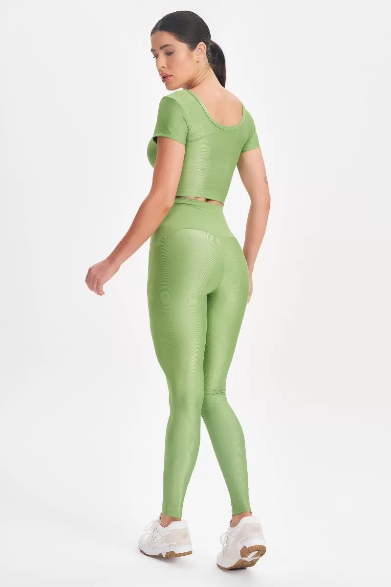 Lets Gym - Retro Glam Olive Green Leggings - 2713VDO