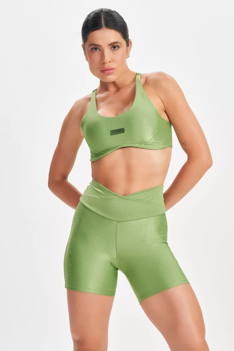 Lets Gym - Retro Glam Olive Green Shorts - 2714VDO Lets Gym - Retro Glam Olive Green Shorts - 2714VDO