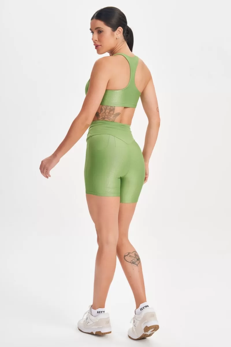 Lets Gym - Retro Glam Olive Green Shorts - 2714VDO Lets Gym - Retro Glam Olive Green Shorts - 2714VDO