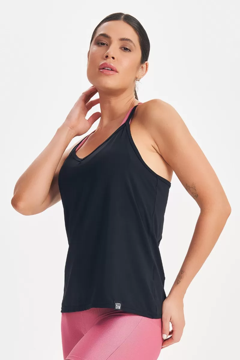 Lets Gym - Retro Glam Tank Shirt Black - 2717PT Lets Gym - Retro Glam Tank Shirt Black - 2717PT