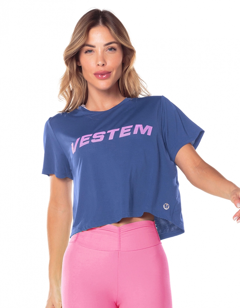 Vestem - Short Sleeve Dry Fit Rush Blue Jeans Shirt - BMC754.V25.C0257
