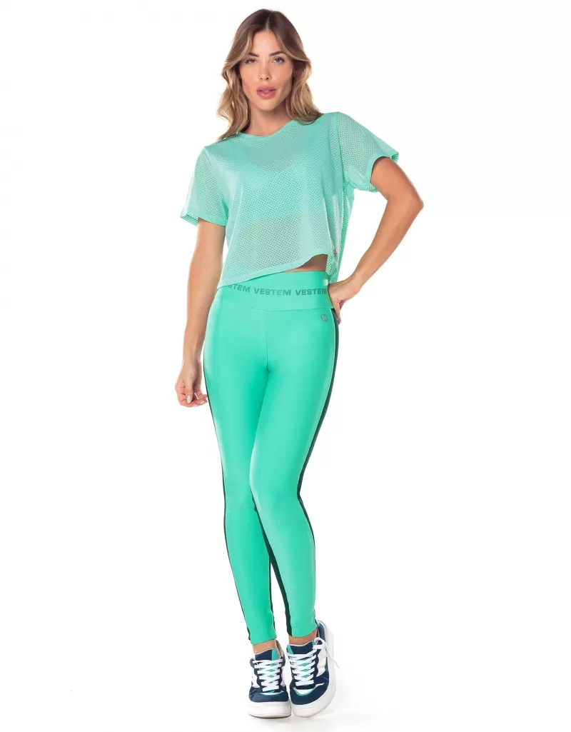 Vestem - Breeze Aqua Green Short Sleeve Cropped Shirt - BMC765.V25.C0031