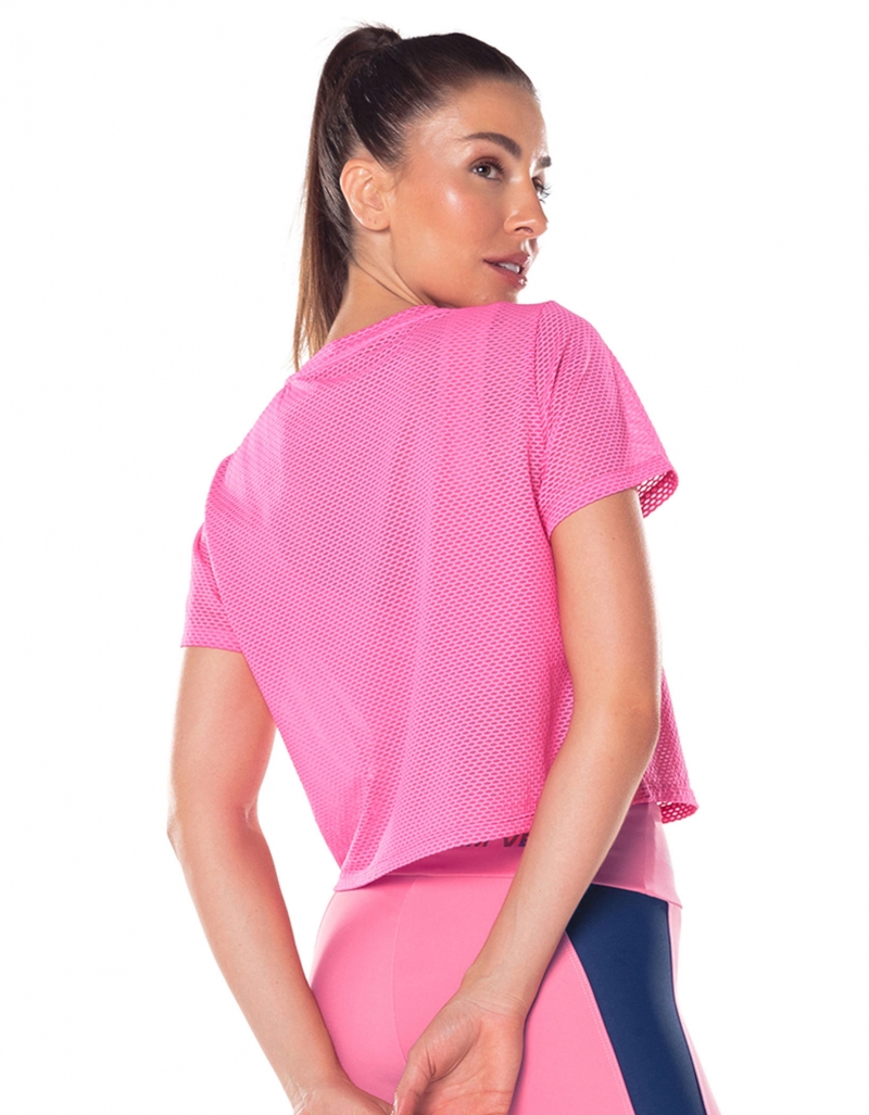 Vestem - Breeze Pink Bubblegum Short Sleeve Cropped Shirt - BMC765.V25.C0505 Vestem - Breeze Pink Bubblegum Short Sleeve Cropped Shirt - BMC765.V25.C0505