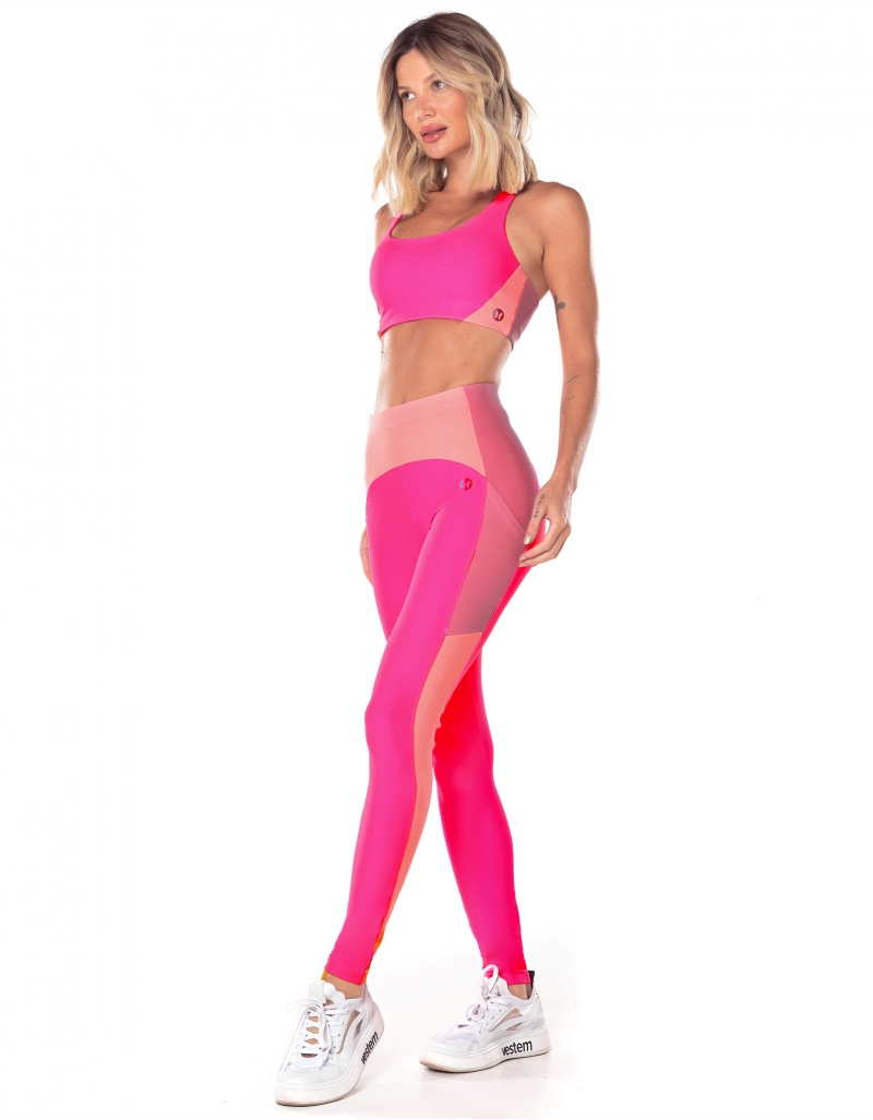 Vestem - Waves Pink Neon Leggings with Side Pockets - FS1255.V25.C0003 Vestem - Waves Pink Neon Leggings with Side Pockets - FS1255.V25.C0003