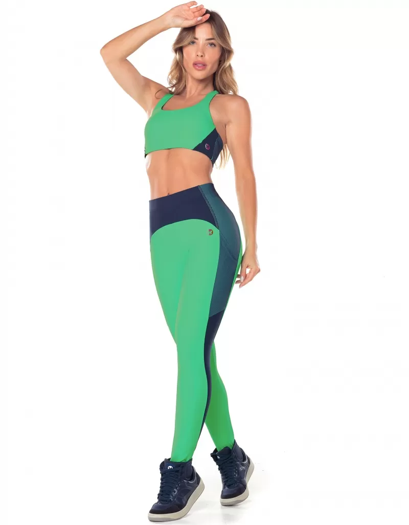 Vestem - Waves Green Twist Legging with Side Pockets - FS1255.V25.C0449