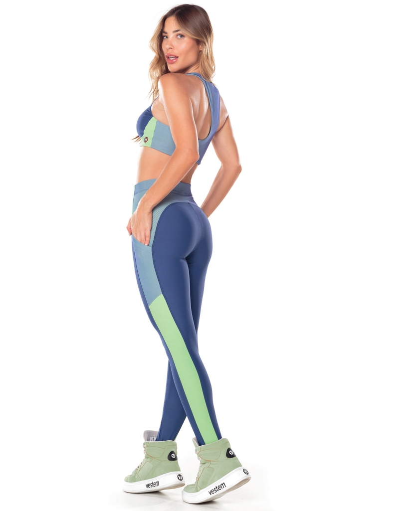 Vestem - Waves Blue Jeans Leggings with Side Pockets - FS1255.V25.C0257 Vestem - Waves Blue Jeans Leggings with Side Pockets - FS1255.V25.C0257