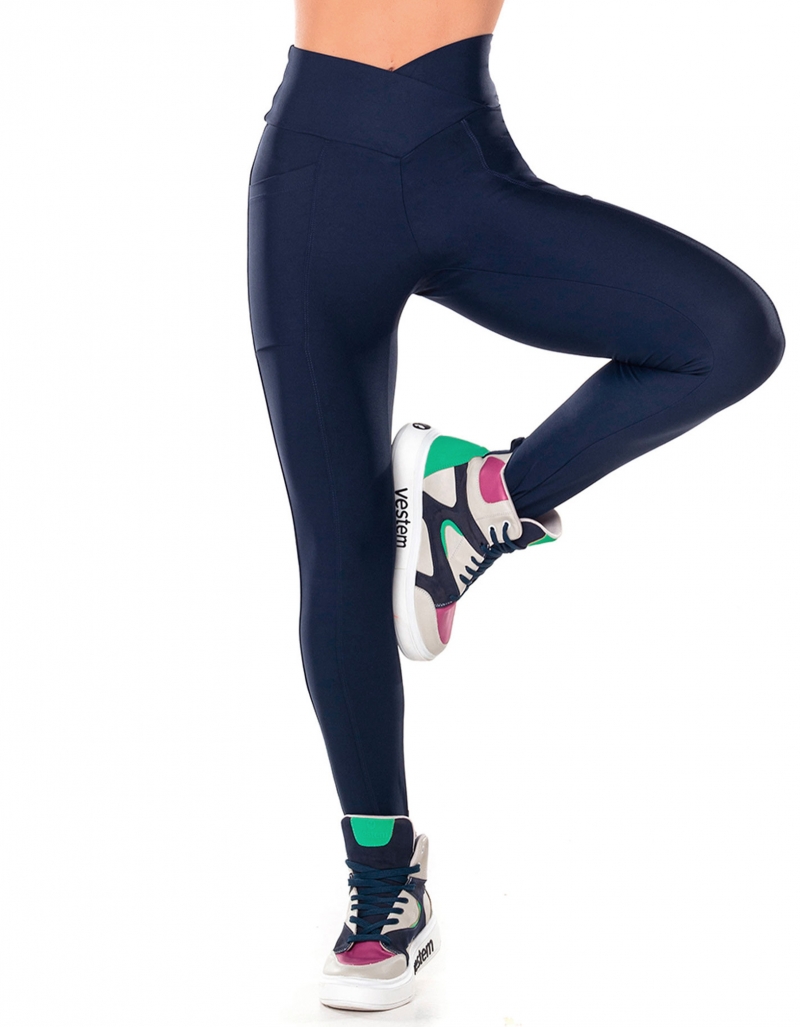 Vestem - Aria Dark Navy Wrap Around Waistband Leggings - FS1403.V25.C0173