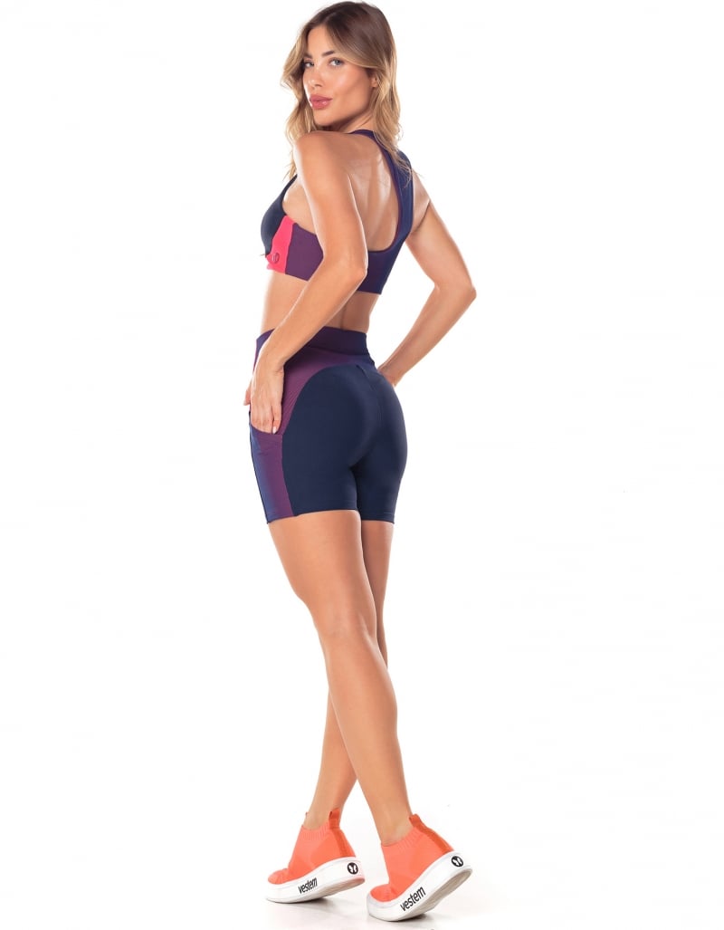 Vestem - Waves Navy Blue Shorts with Side Pockets - SH584.V25.C0173 Vestem - Waves Navy Blue Shorts with Side Pockets - SH584.V25.C0173