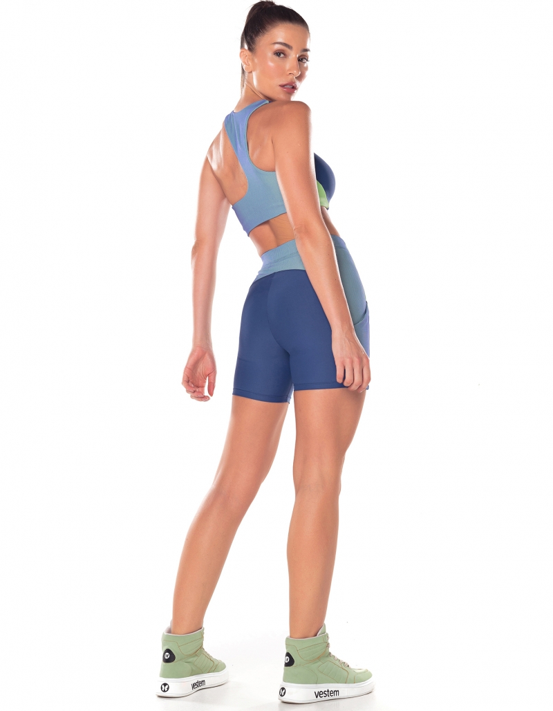 Vestem - Waves Shorts with Side Pockets in Blue Jeans - SH584.V25.C0257 Vestem - Waves Shorts with Side Pockets in Blue Jeans - SH584.V25.C0257