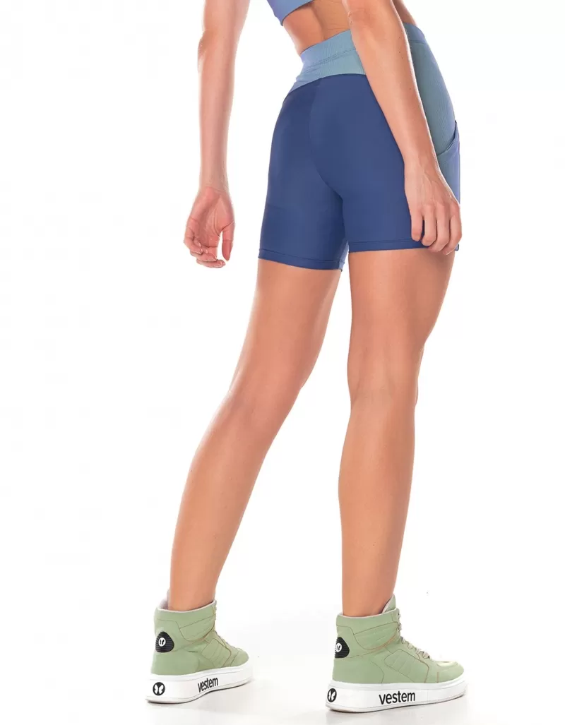 Vestem - Waves Shorts with Side Pockets in Blue Jeans - SH584.V25.C0257