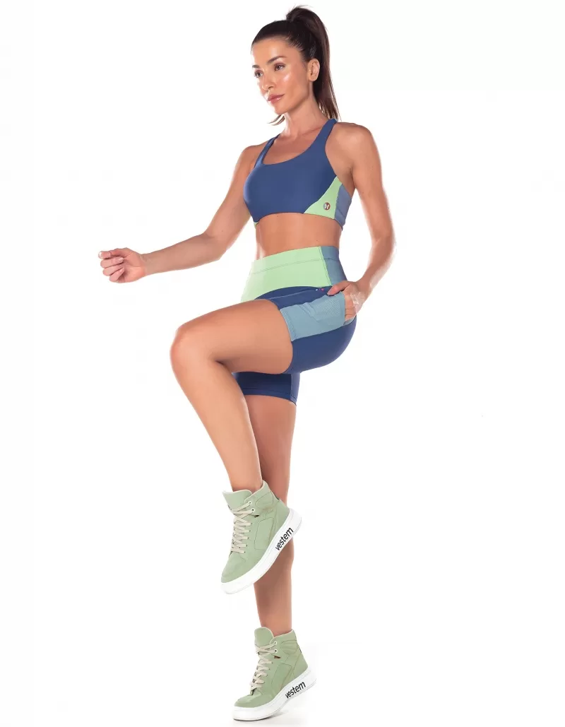 Vestem - Waves Shorts with Side Pockets in Blue Jeans - SH584.V25.C0257