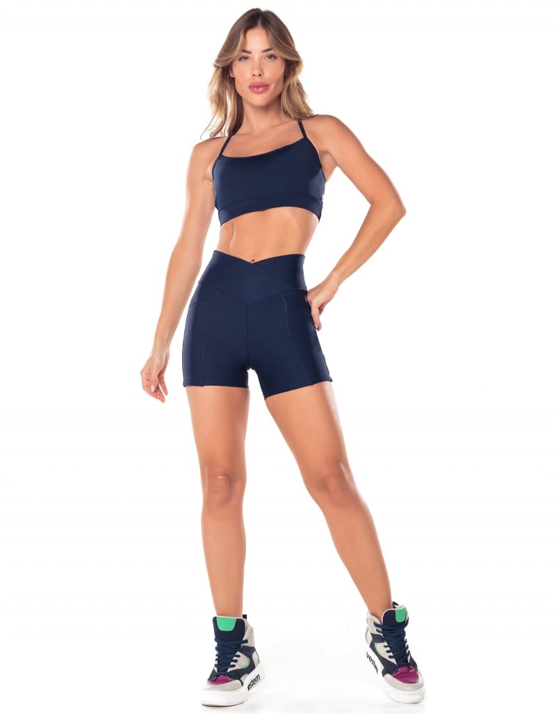 Vestem - Aria Navy Blue Wrap-Around Shorts - SH597.V25.C0173 Vestem - Aria Navy Blue Wrap-Around Shorts - SH597.V25.C0173