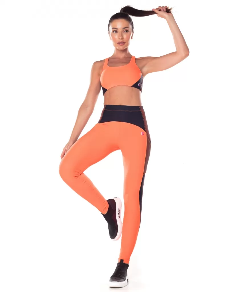 Vestem - Neon Orange Waves Asymmetrical Top - TOP1055.V25.C0007