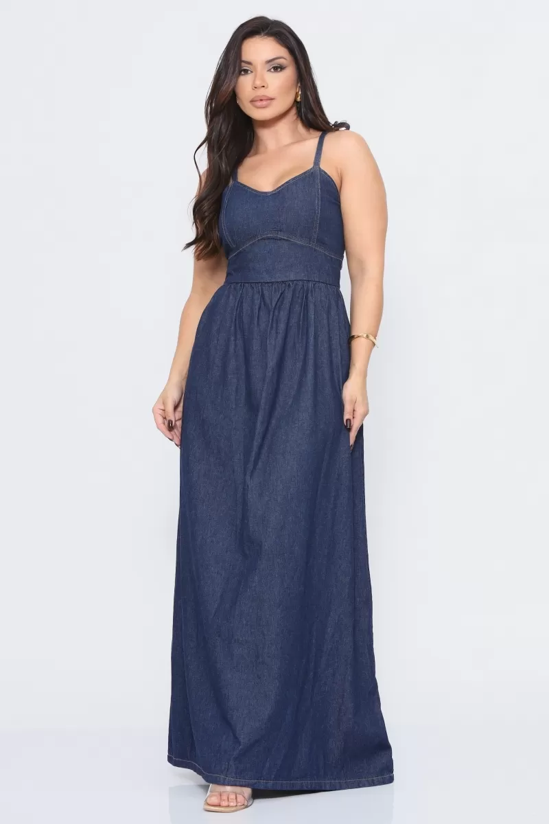 AS8 - Long Denim Dress with Cutout - AYB1001 AS8 - Long Denim Dress with Cutout - AYB1001