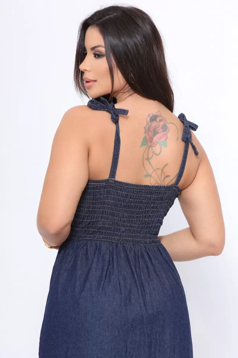AS8 - Long Denim Dress with Cutout - AYB1001 AS8 - Long Denim Dress with Cutout - AYB1001