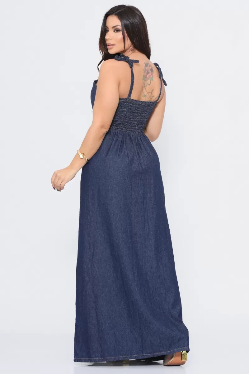 AS8 - Long Denim Dress with Cutout - AYB1001 AS8 - Long Denim Dress with Cutout - AYB1001