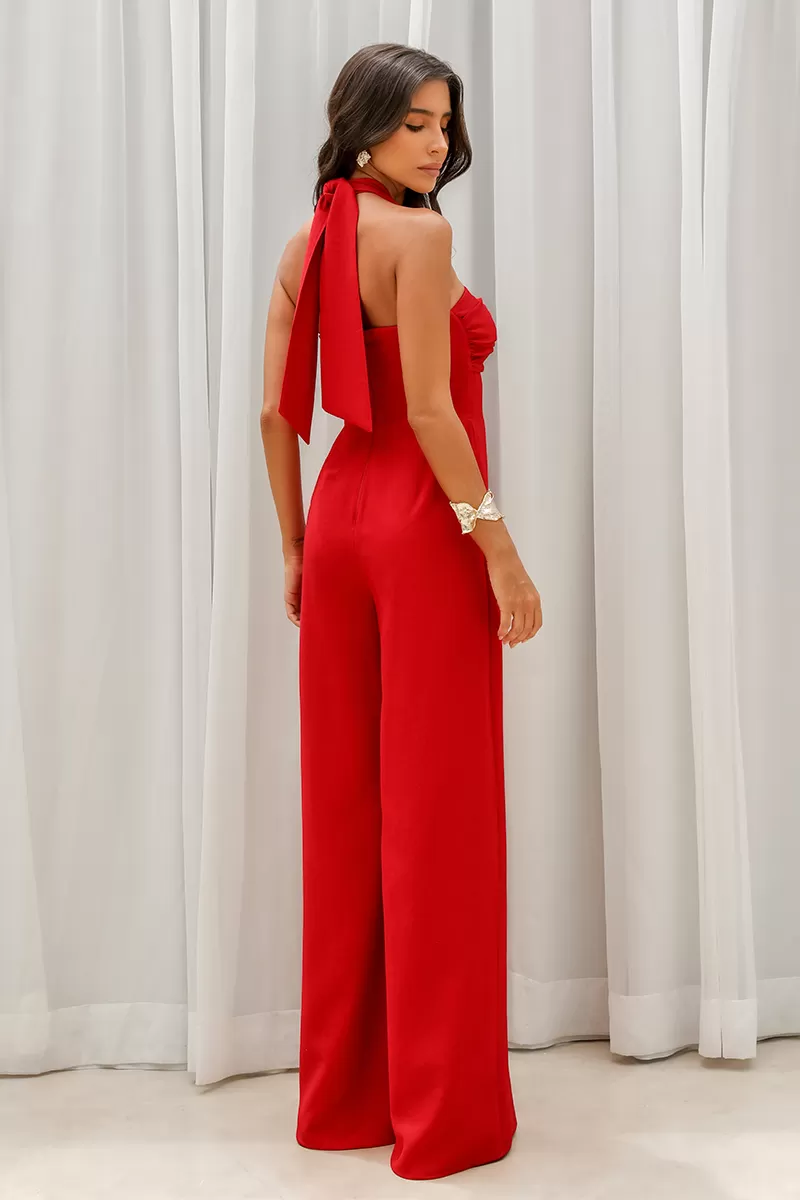 Dot Clothing - Dot Clothing Miriam Red Halter Jumpsuit - 2609VERM Dot Clothing - Dot Clothing Miriam Red Halter Jumpsuit - 2609VERM
