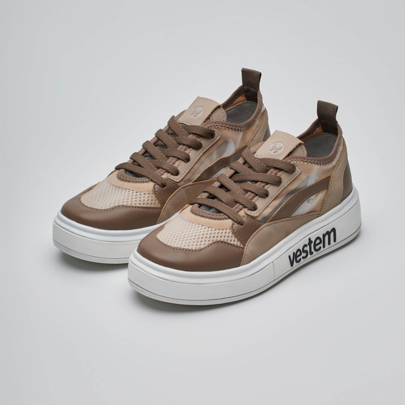 Vestem - Frida Multicolor Sneakers in Cocoa Brown and Oatmeal Beige - TE20.C0615 Vestem - Frida Multicolor Sneakers in Cocoa Brown and Oatmeal Beige - TE20.C0615