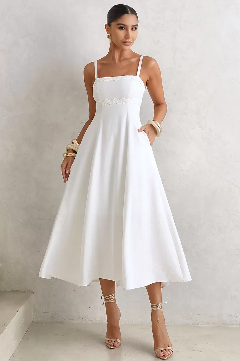 Miss Misses - Lidiane Dress With Guipure Detail And White Straps - 54470030