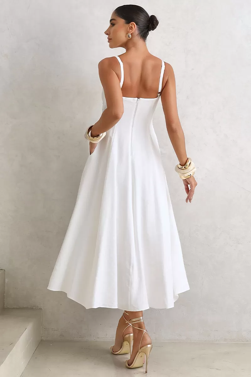 Miss Misses - Lidiane Dress With Guipure Detail And White Straps - 54470030