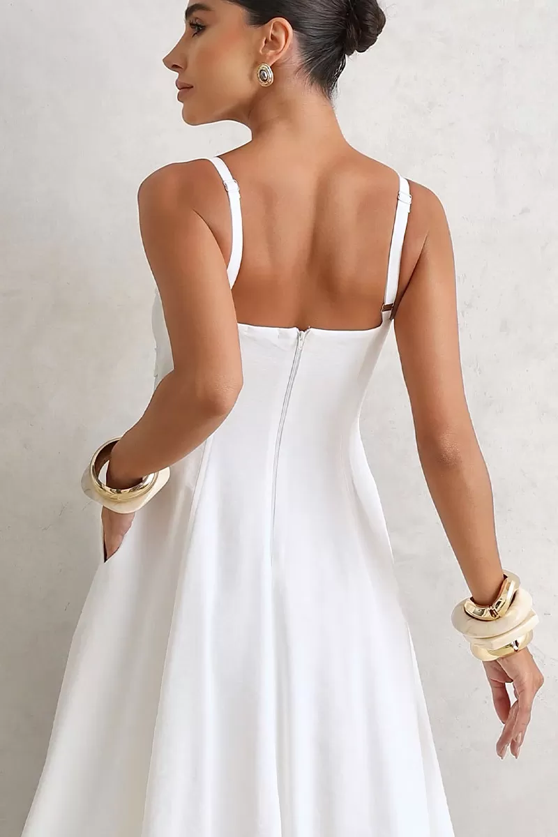Miss Misses - Lidiane Dress With Guipure Detail And White Straps - 54470030