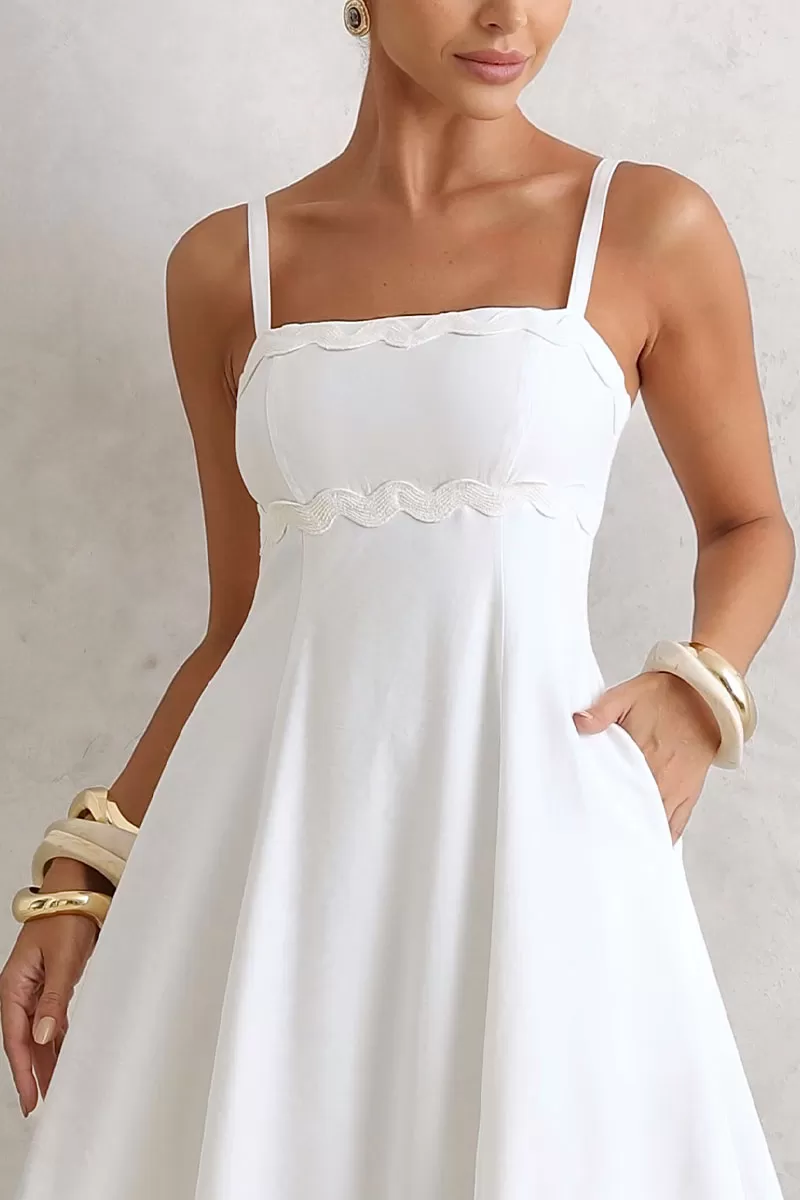 Miss Misses - Lidiane Dress With Guipure Detail And White Straps - 54470030
