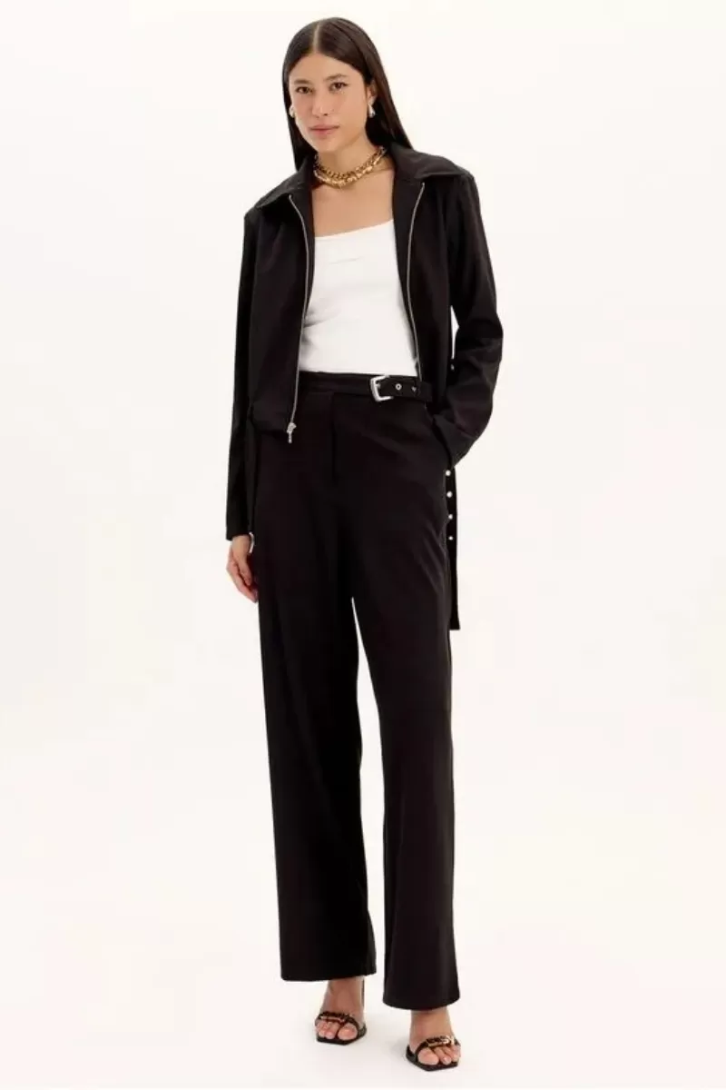 LANÇA PERFUME - Full Length High Waist Pants With Side Buckle Lança Perfume - 2776 LANÇA PERFUME - Full Length High Waist Pants With Side Buckle Lança Perfume - 2776