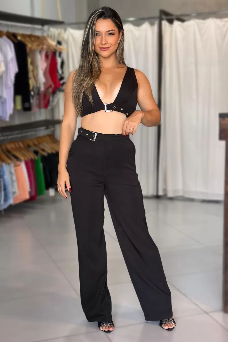 LANÇA PERFUME - Full Length High Waist Pants With Side Buckle Lança Perfume - 2776