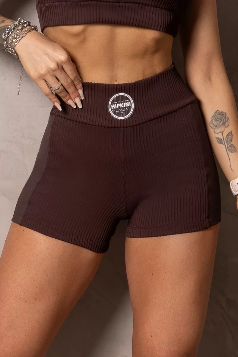 Hipkini - Summer Glow Coffee Shorts with rubber label - 33330918