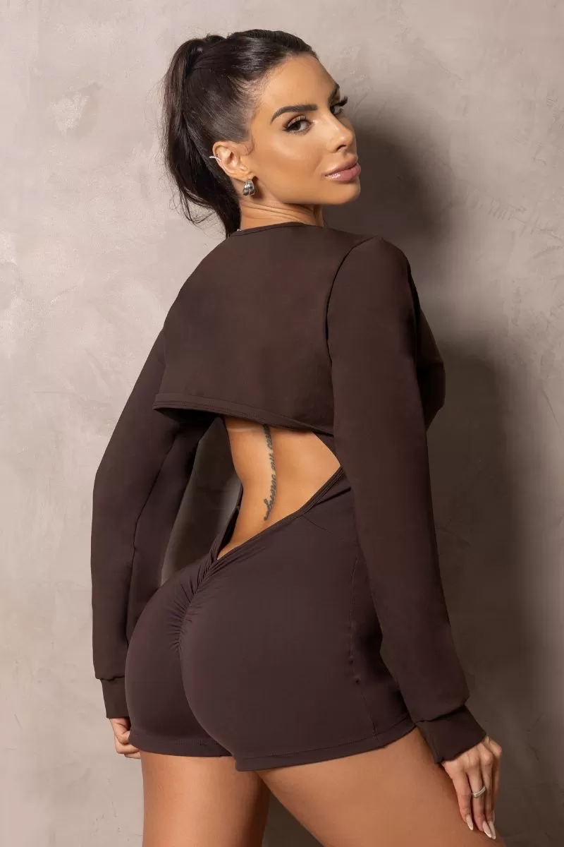 Hipkini - Summer Glow Coffee Long Sleeve Blouse - 33330919
